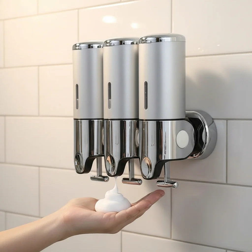 Soap Dispenser Wall-Mounted Stainless Steel Space-Saving 16.9 Oz
