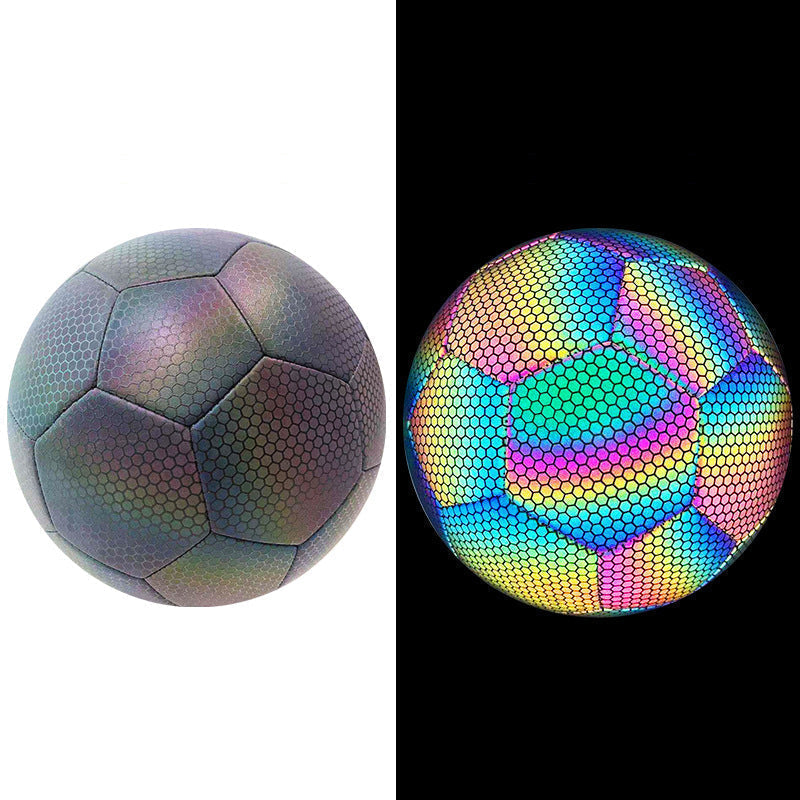 Soccer Ball Holographic Reflective PU Leather Machine-Stitched