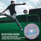 Soccer Ball Holographic Reflective PU Leather Machine-Stitched