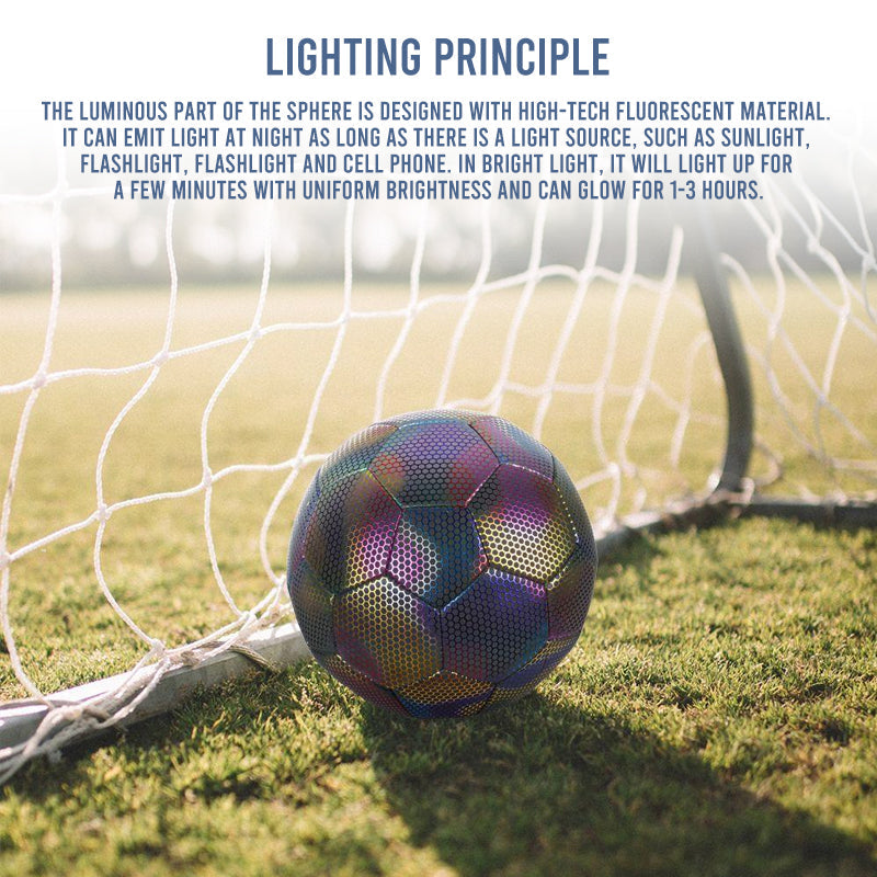 Soccer Ball Holographic Reflective PU Leather Machine-Stitched