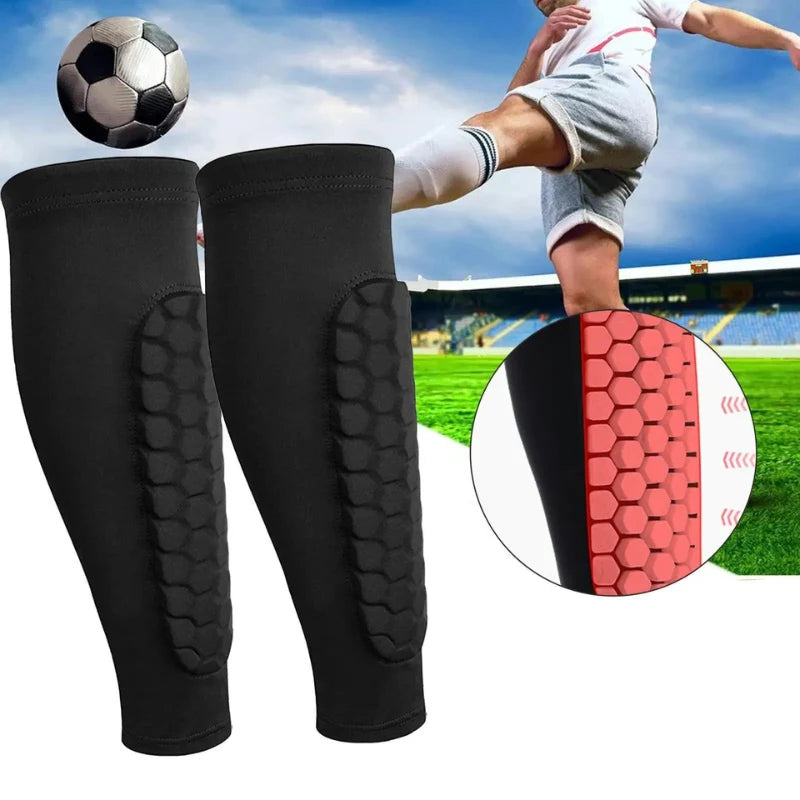 Soccer Shin Guards Honeycomb Cushioning Compression Fit & Moisture-Wicking