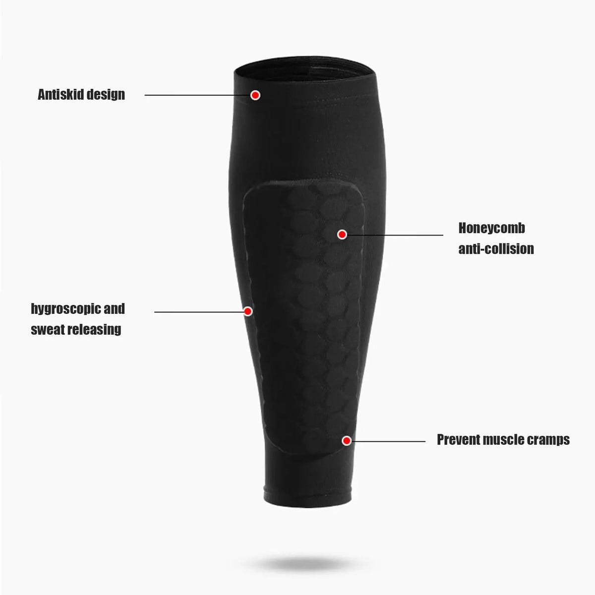 Soccer Shin Guards Honeycomb Cushioning Compression Fit & Moisture-Wicking