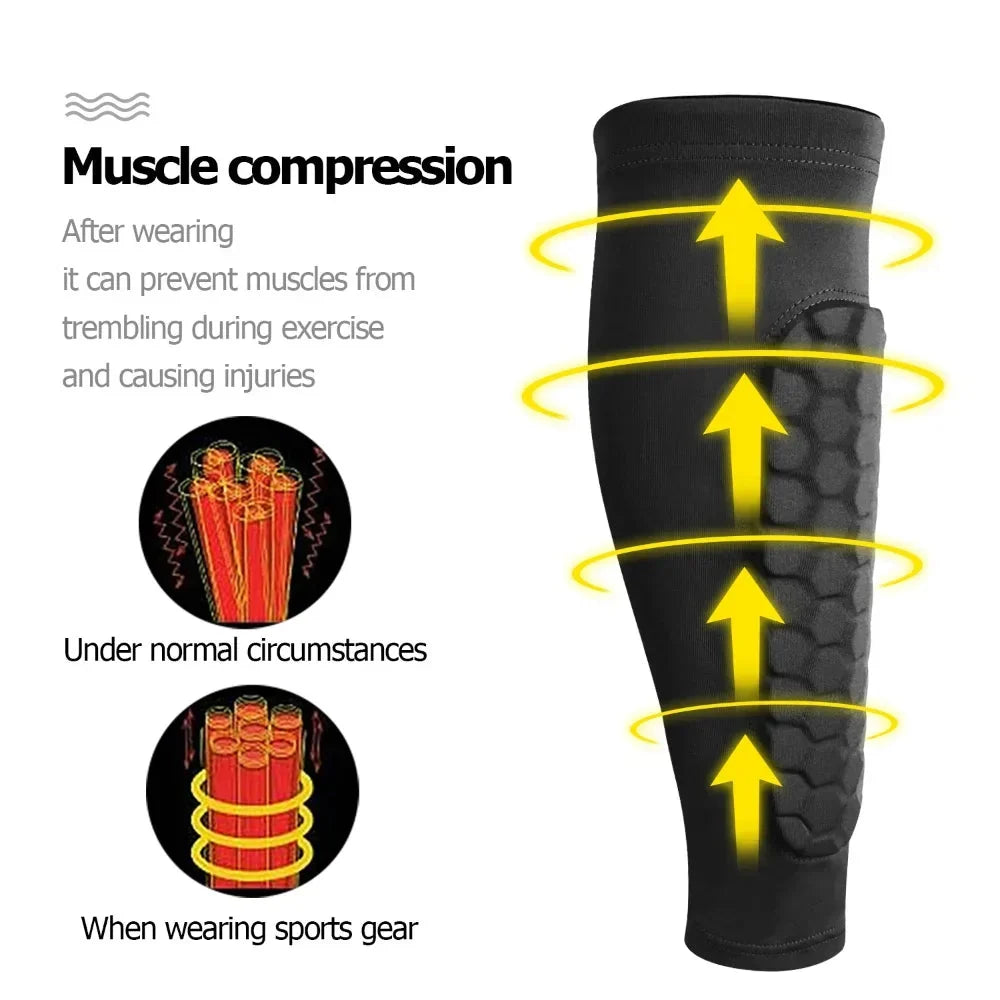 Soccer Shin Guards Honeycomb Cushioning Compression Fit & Moisture-Wicking
