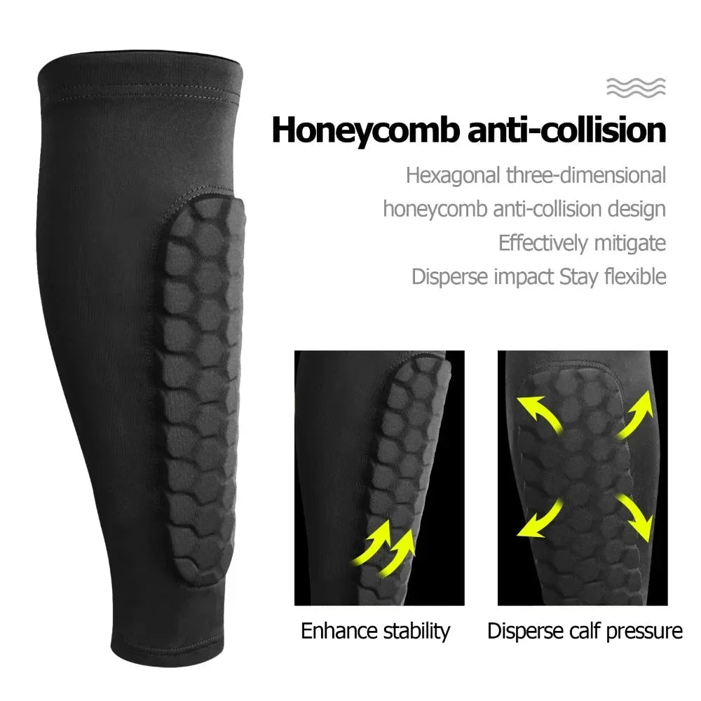 Soccer Shin Guards Honeycomb Cushioning Compression Fit & Moisture-Wicking