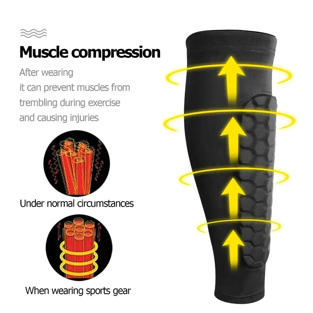 Soccer Shin Guards Honeycomb Impact Protection Breathable Compression Fit