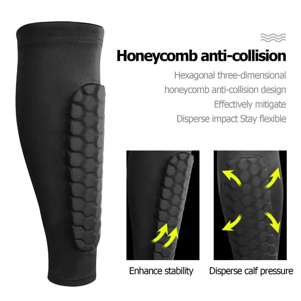 Soccer Shin Guards Honeycomb Impact Protection Breathable Compression Fit