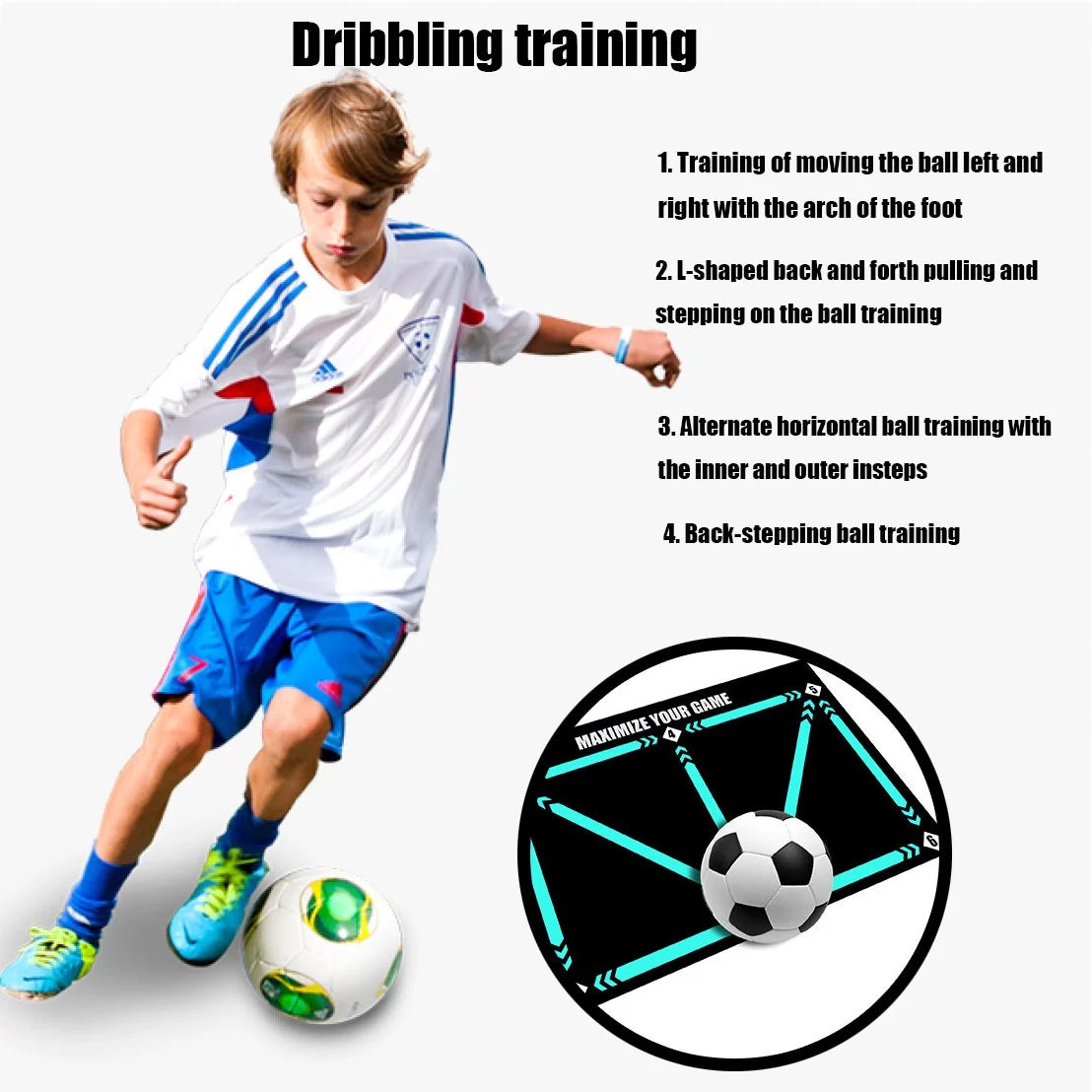 Soccer Training Mat Numbered Grid Non-Slip Elastic Ball Cord