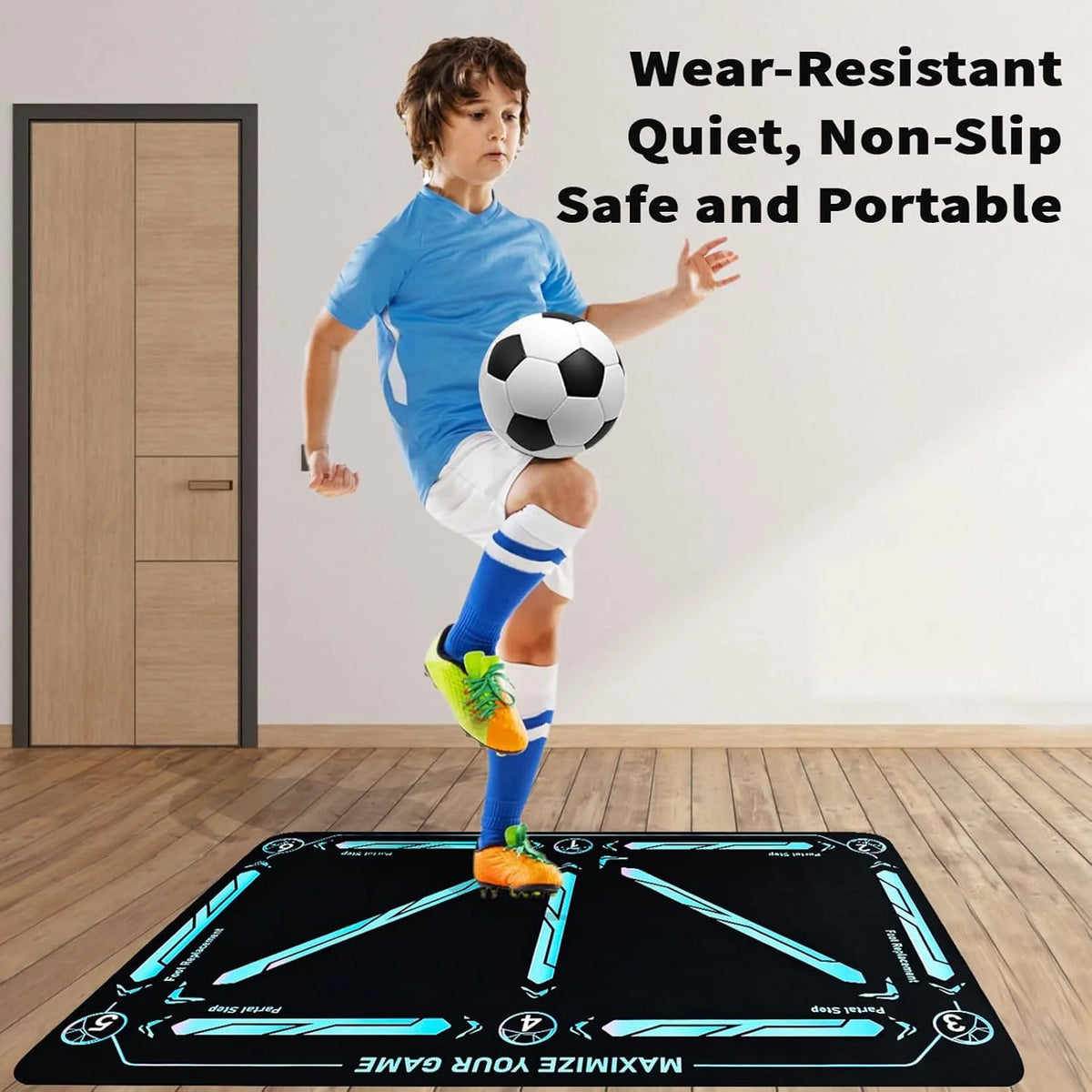 Soccer Training Mat Numbered Grid Non-Slip Elastic Ball Cord