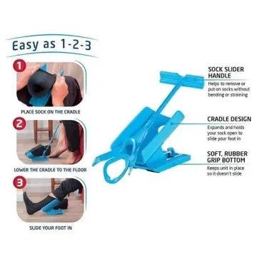 Sock Dressing Aid Foldable Handle Cushioned Grip