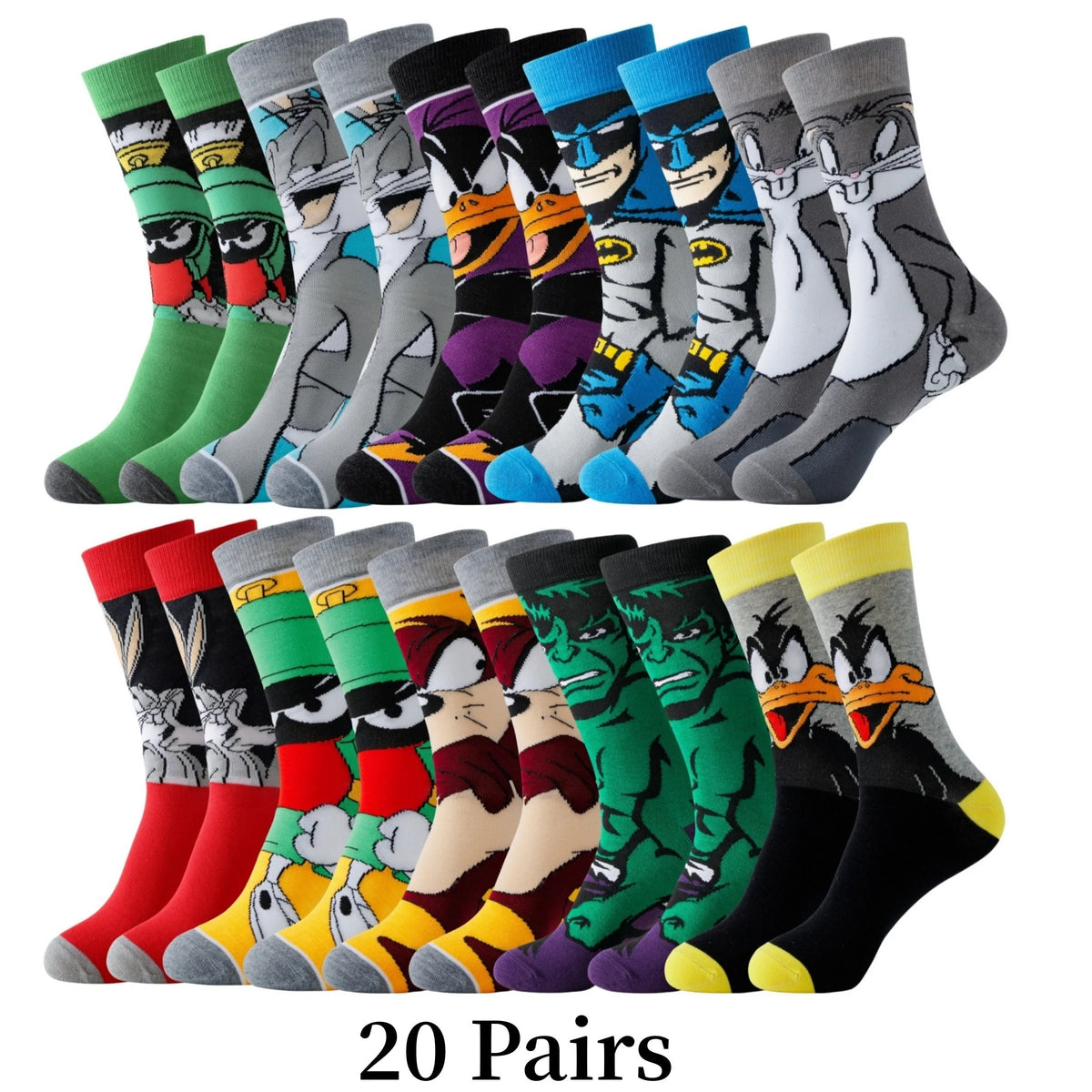 Socks Set 20 Pairs Breathable Cartoon Prints
