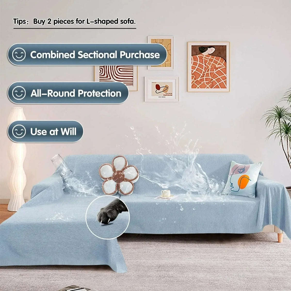 Sofa & Armchair Cover Water-Repellent Polyester Anti-Slip