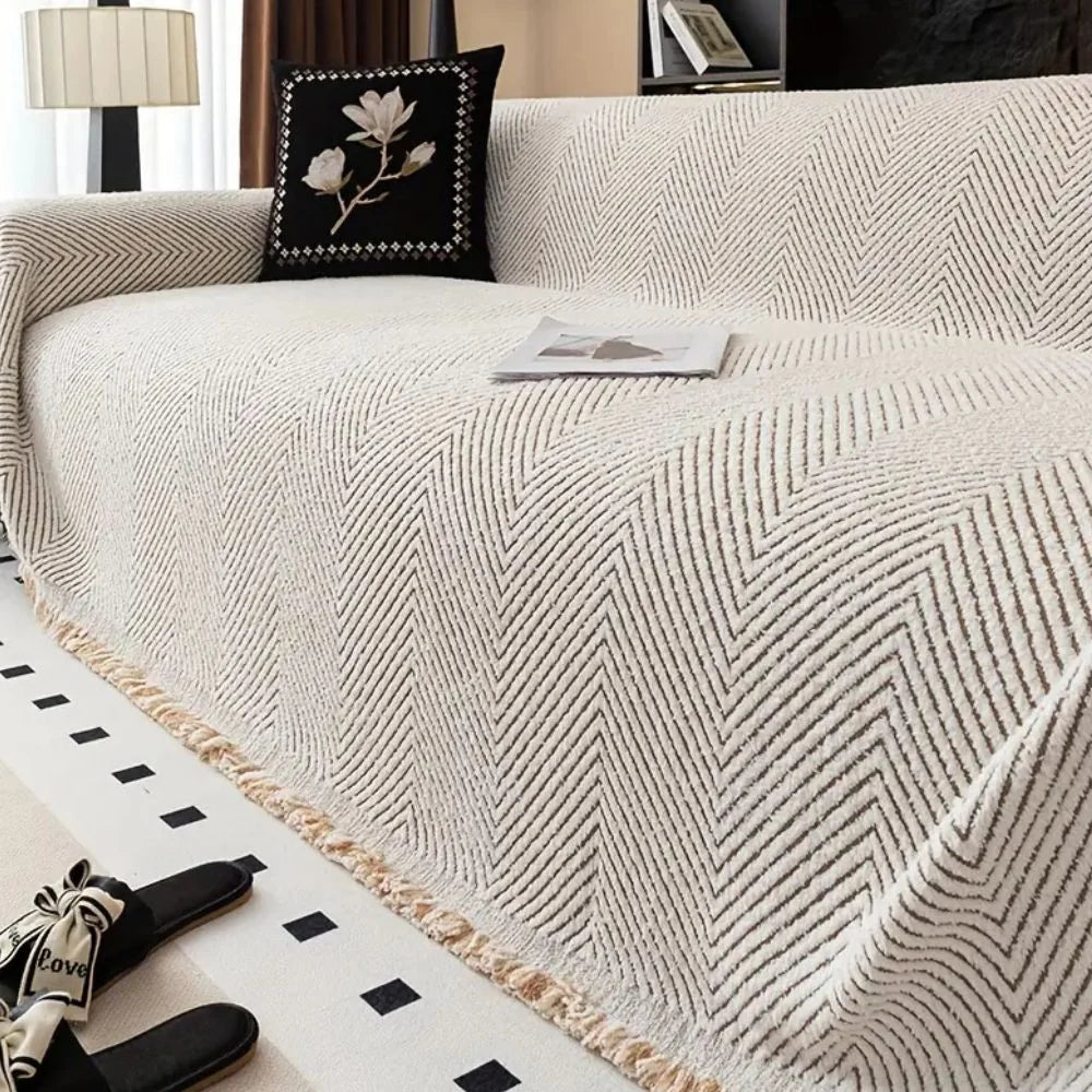 Sofa & Armchair Cover Woven Herringbone Non-Slip & Stain-Resistant