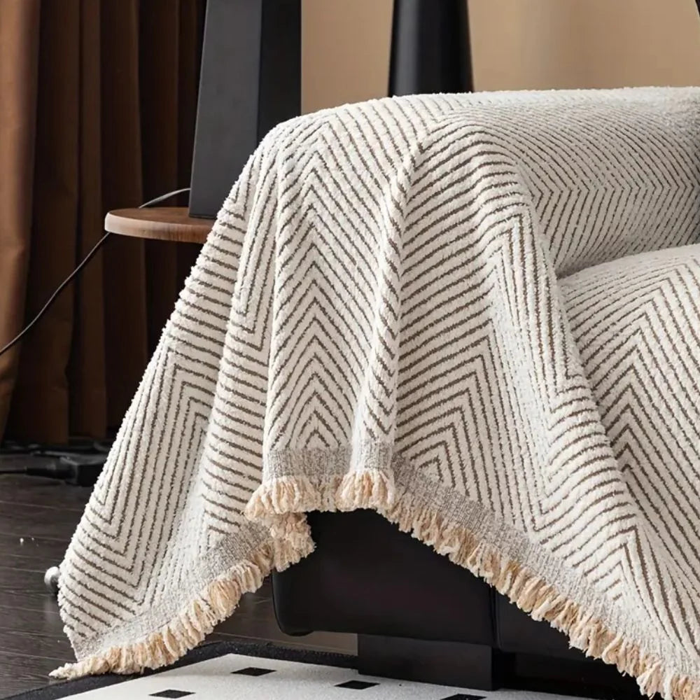 Sofa & Armchair Cover Woven Herringbone Non-Slip & Stain-Resistant
