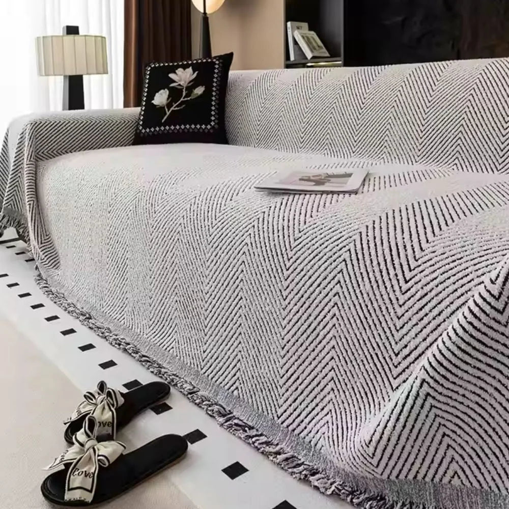 Sofa & Armchair Cover Woven Herringbone Non-Slip & Stain-Resistant