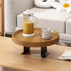 Sofa Armrest Table Clip-On Clamp Natural Wood