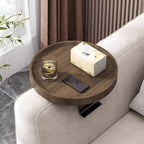 Sofa Armrest Table Clip-On Clamp Natural Wood