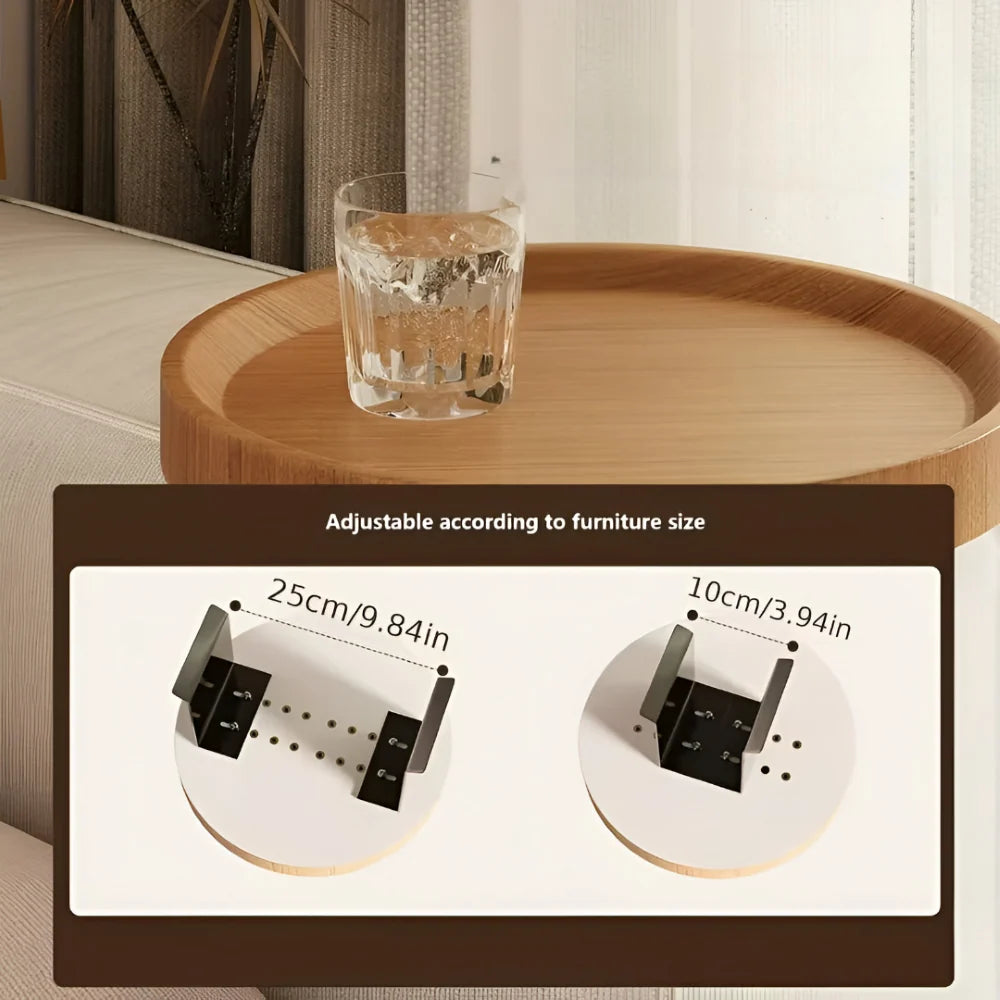 Sofa Armrest Table Clip-On Clamp Natural Wood