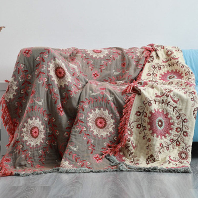 Sofa Cover Blanket Reversible 100% Cotton Machine Washable