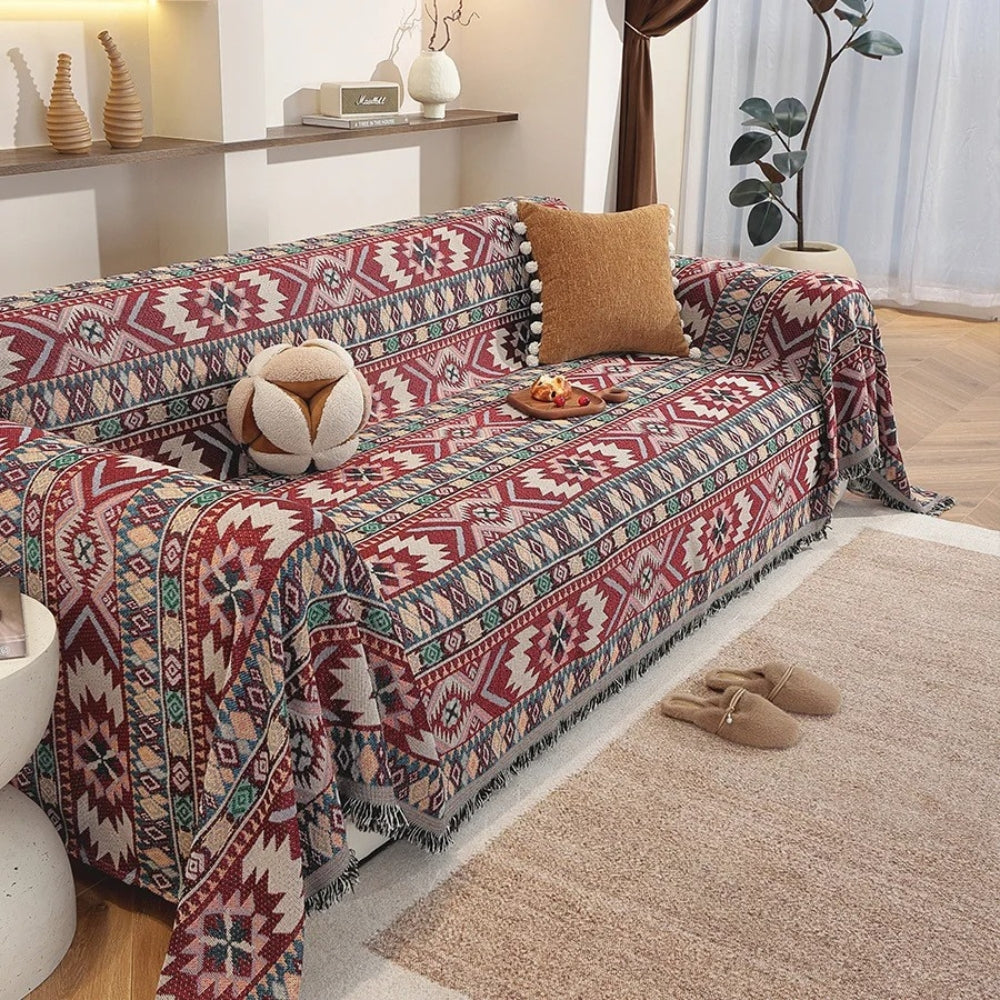 Sofa Cover Boho Jacquard Tassels Machine Washable