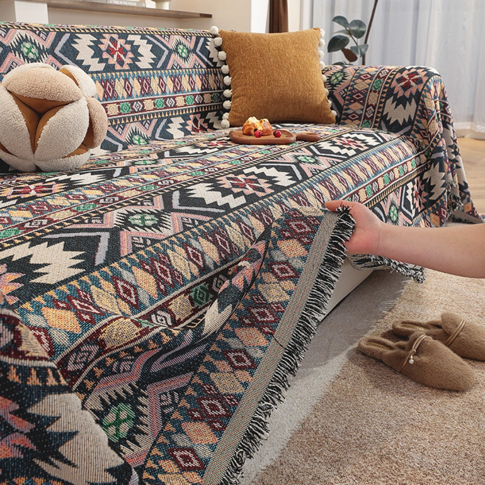 Sofa Cover Boho Jacquard Tassels Machine Washable