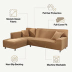 Sofa Cover Brushed Stretch Velvet Non-Slip Machine Washable