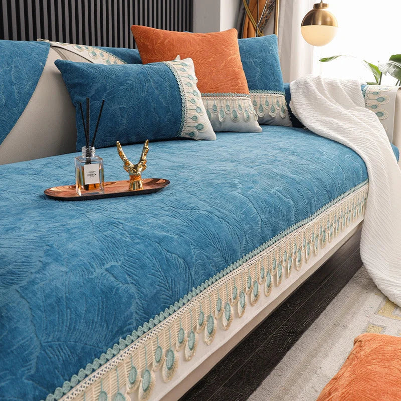 Sofa Cover Chenille Anti-Slip Backing Machine Washable