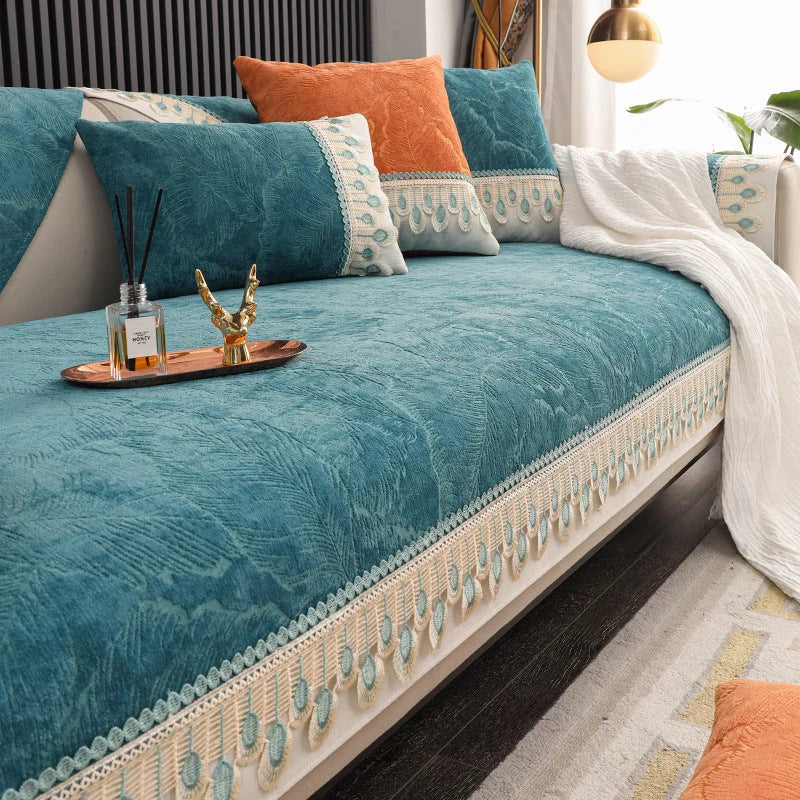 Sofa Cover Chenille Anti-Slip Backing Machine Washable