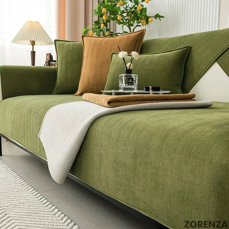 Sofa Cover Chenille Non-Slip Backing Machine Washable