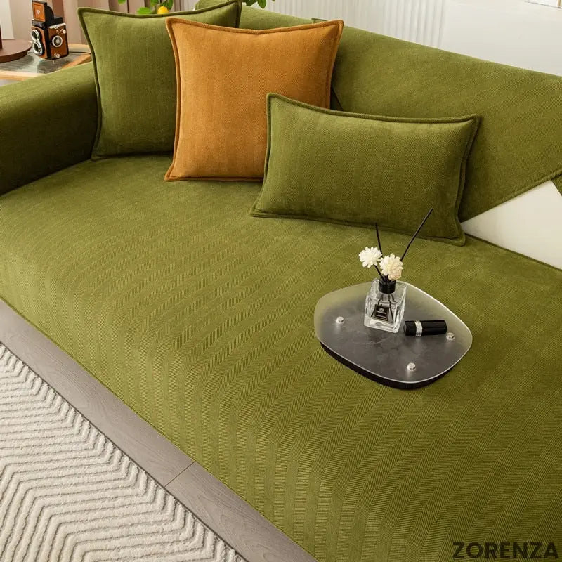 Sofa Cover Chenille Non-Slip Backing Machine Washable