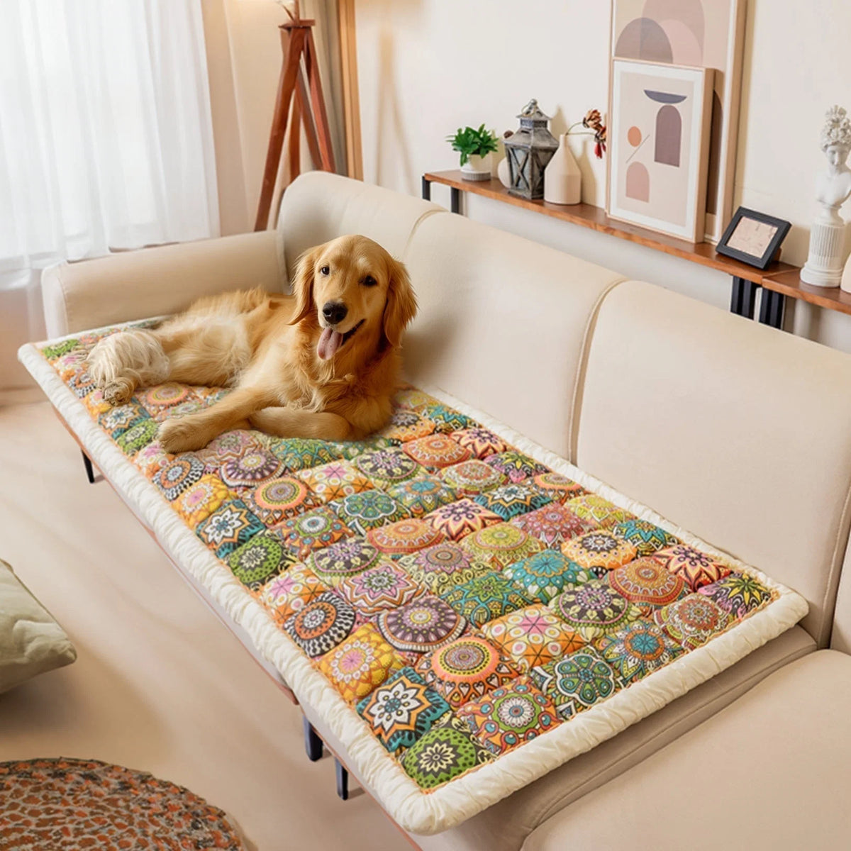 Sofa Cover Handmade Quilted Polypropylene-Cotton Non-Slip Bottom