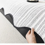 Sofa Cover Herringbone Scalloped Edge Microfiber Non-Slip