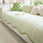 Sofa Cover Microfiber Herringbone & Scallop Edge