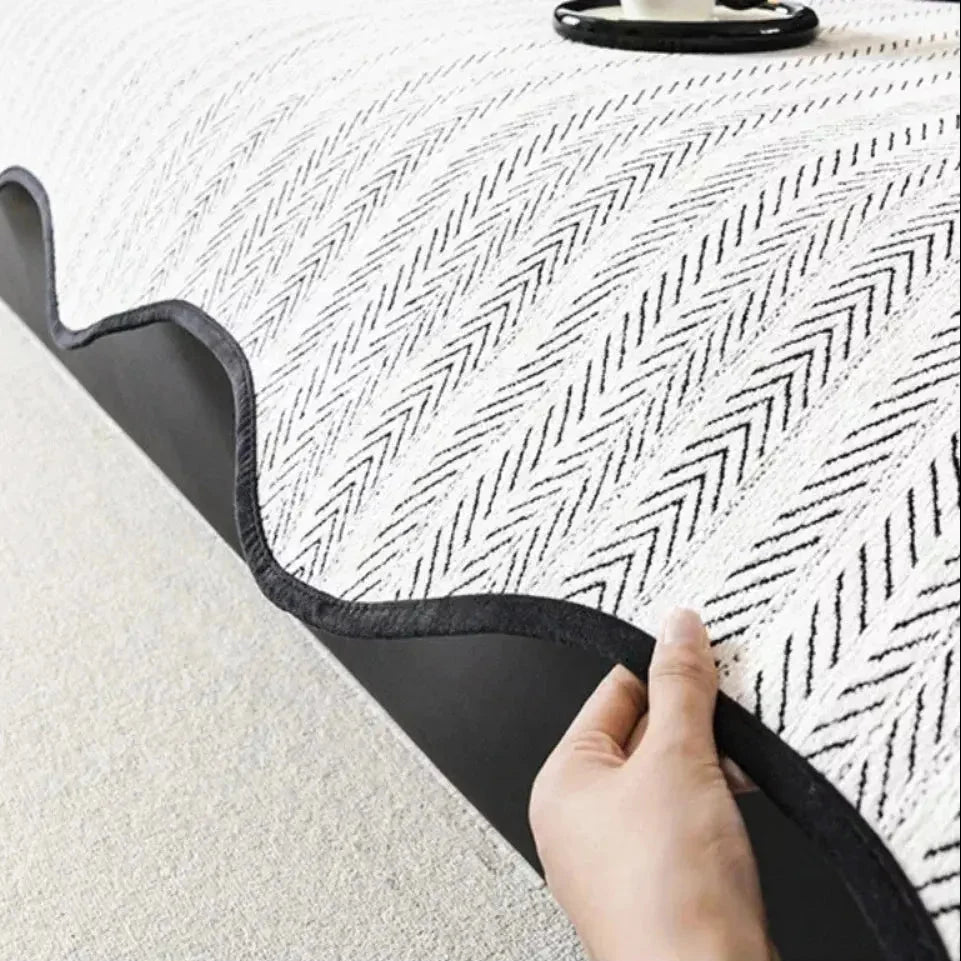 Sofa Cover Microfiber Herringbone & Scallop Edge