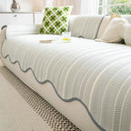 Sofa Cover Microfiber Herringbone & Scallop Edge