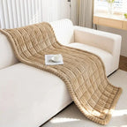 Sofa Cover Plush Flannel Hand-Pleated Edges Non-Slip