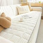 Sofa Cover Plush Microfiber Pleated Edges Non-Slip