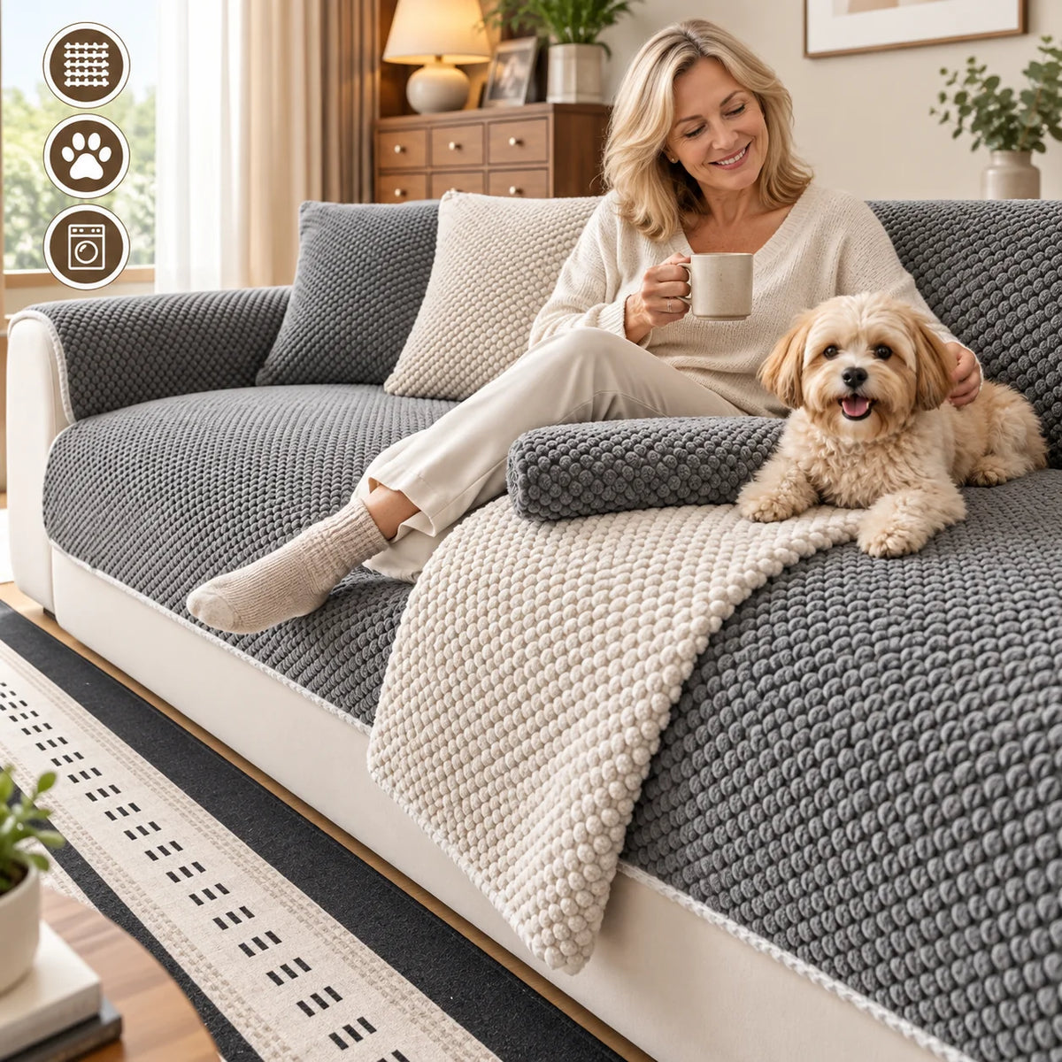 Sofa Cover Plush Non-Slip & Secure Fit