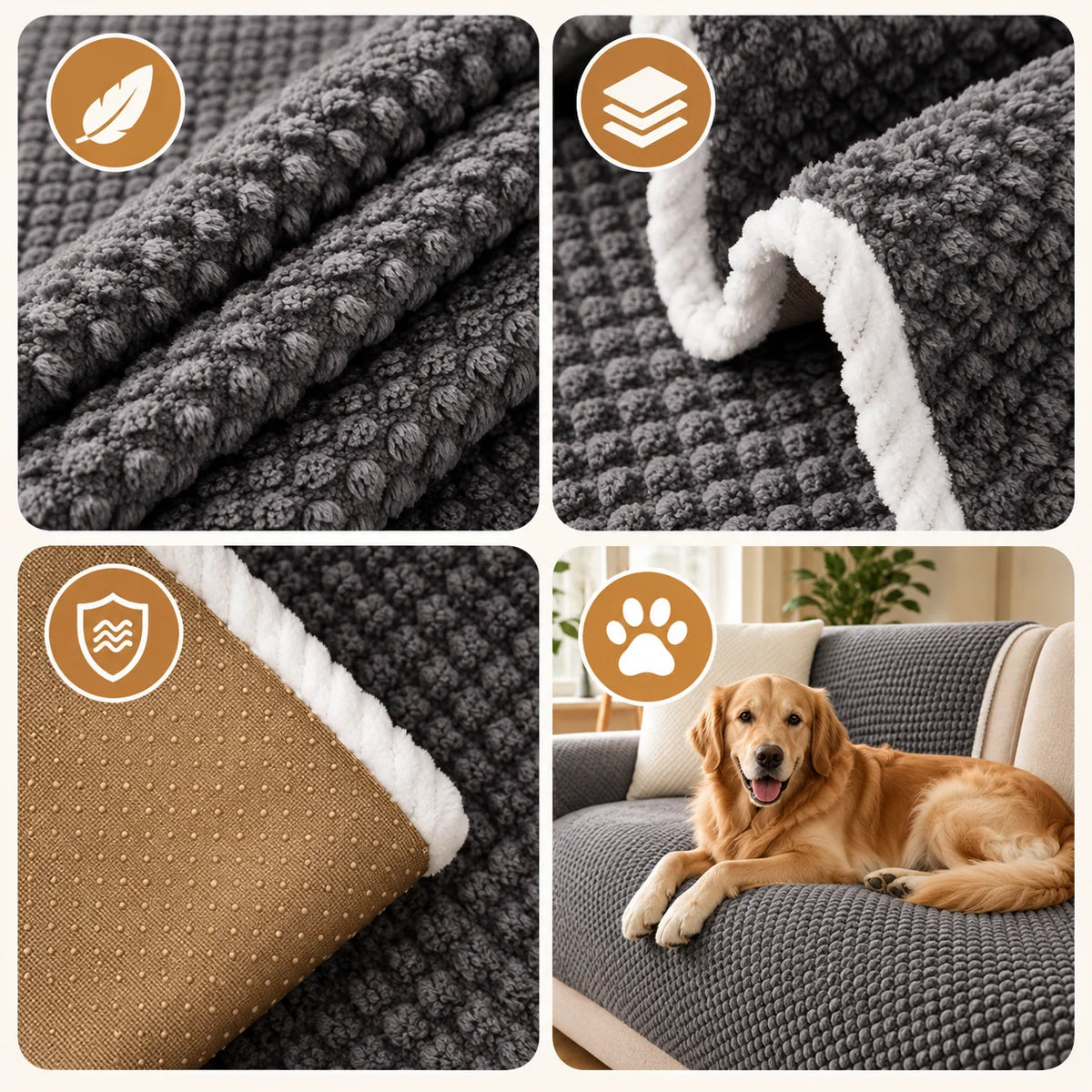 Sofa Cover Plush Non-Slip & Secure Fit
