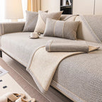 Sofa Cover Quilted Cotton-Linen Anti-Slip Backing