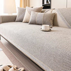 Sofa Cover Quilted Cotton-Linen Anti-Slip Backing