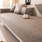 Sofa Cover Quilted Cotton-Linen Anti-Slip Backing