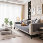 Sofa Cover Quilted Cotton-Linen Non-Slip Backing