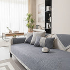 Sofa Cover Quilted Cotton-Linen Non-Slip Backing