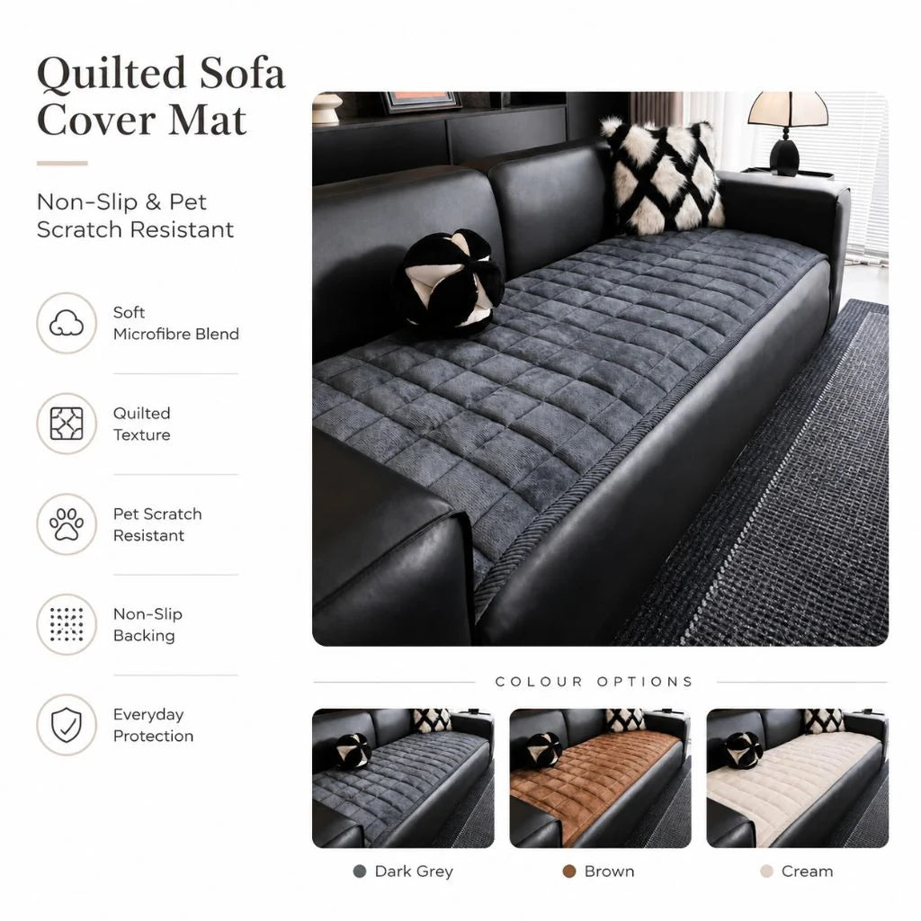 Sofa Cover Quilted Microfiber Non-Slip & Scratch-Resistant
