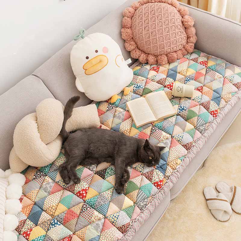 Sofa Cover Scratch-Resistant Quilted Cotton Non-Slip Backing
