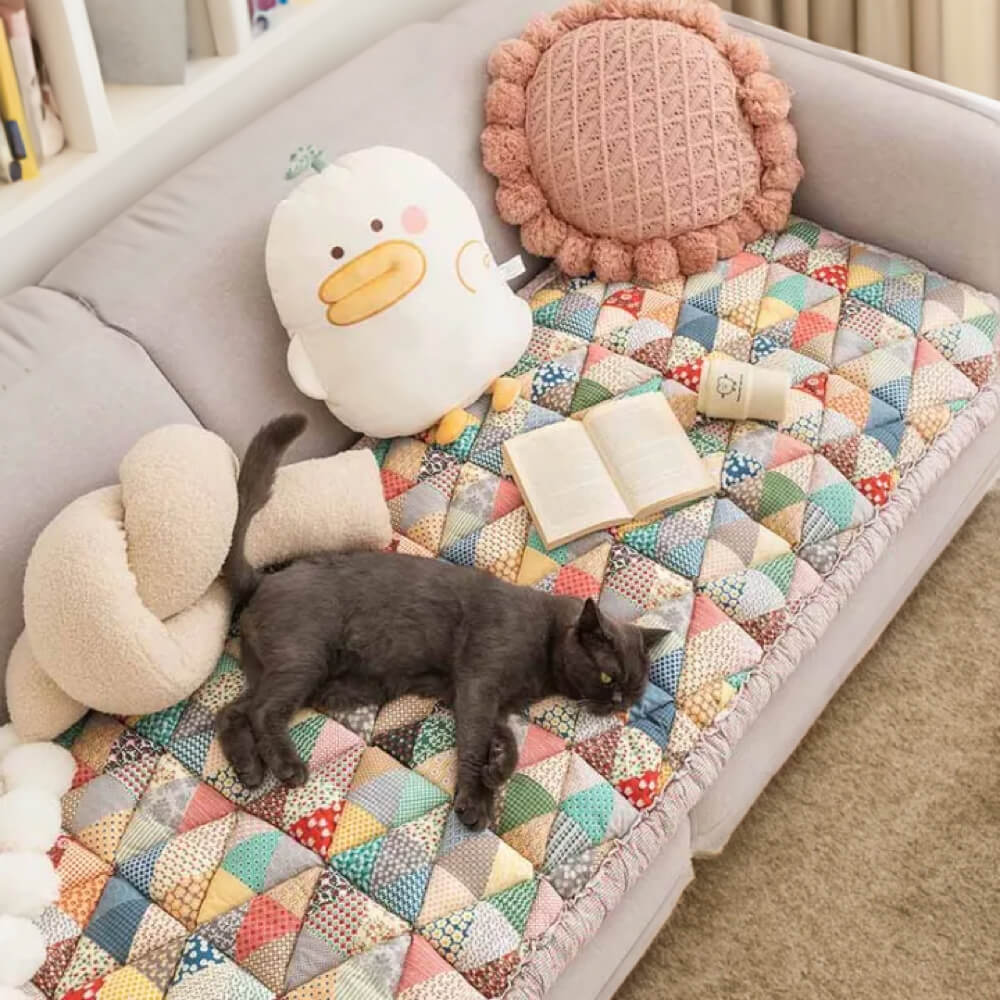 Sofa Cover Scratch-Resistant Quilted Cotton Non-Slip Backing
