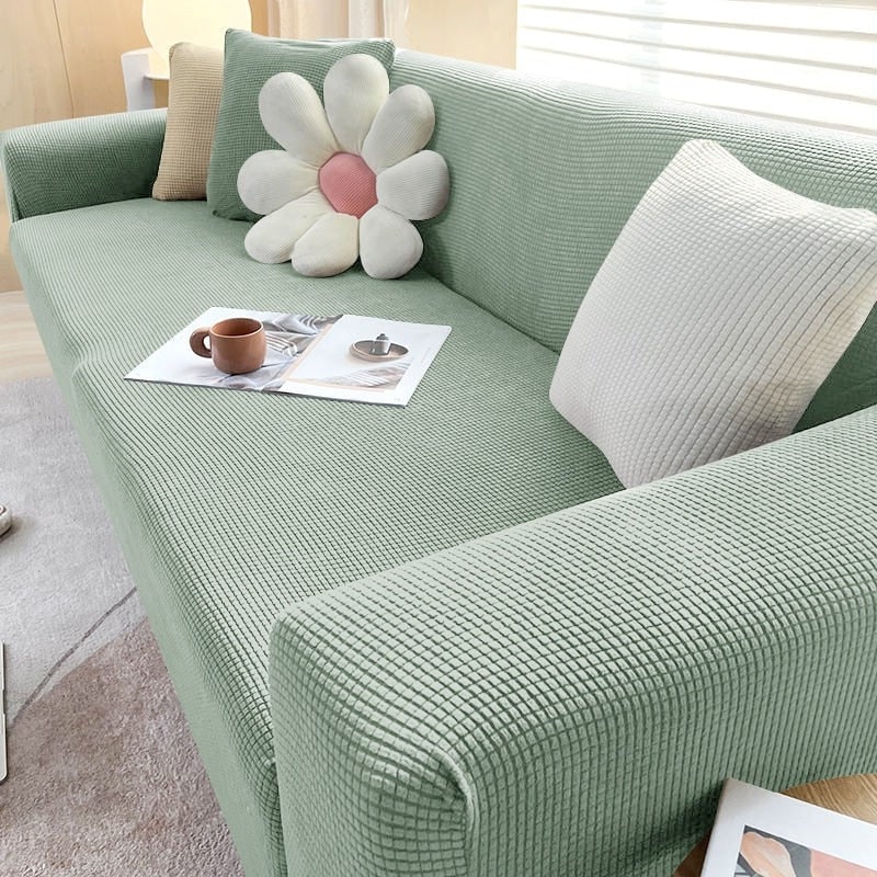 Sofa Cover Stretch Fitted Elastic Waffle Knit