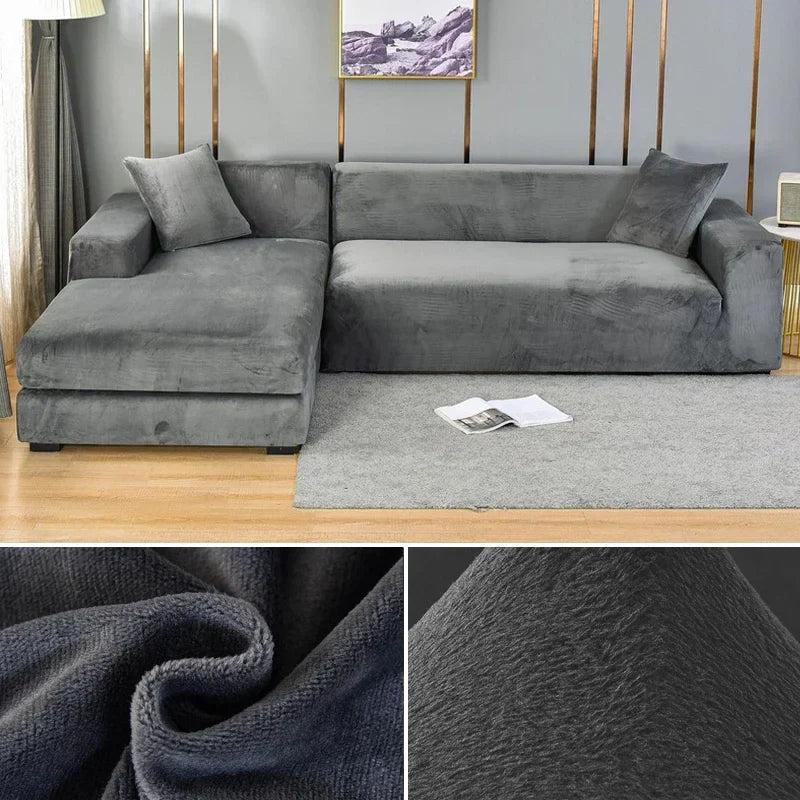 Sofa Cover Stretch Velvet Elastic Fit & Machine Washable