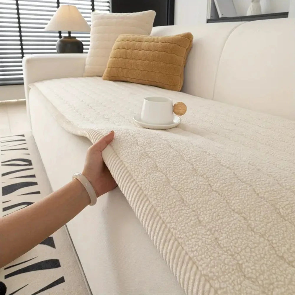 Sofa Cover Thick Plush Microfiber Pet-Friendly & Machine Washable