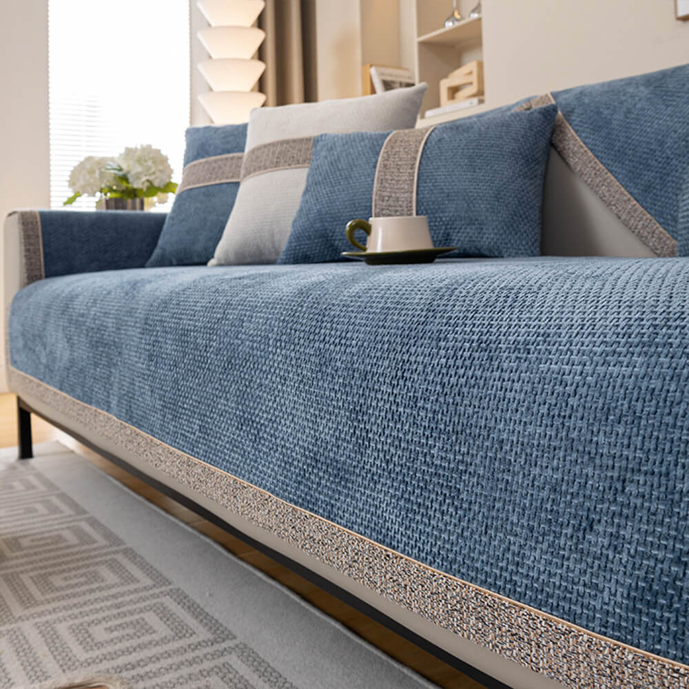 Sofa Cover Velvet-Soft Chenille Non-Slip Backing & Scratch-Resistant